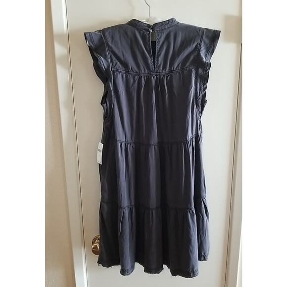 Anthropologie NWT Swing Tiered Gray Dress Pockets Sz M Boho Babydoll Cottagecore - Picture 5 of 10